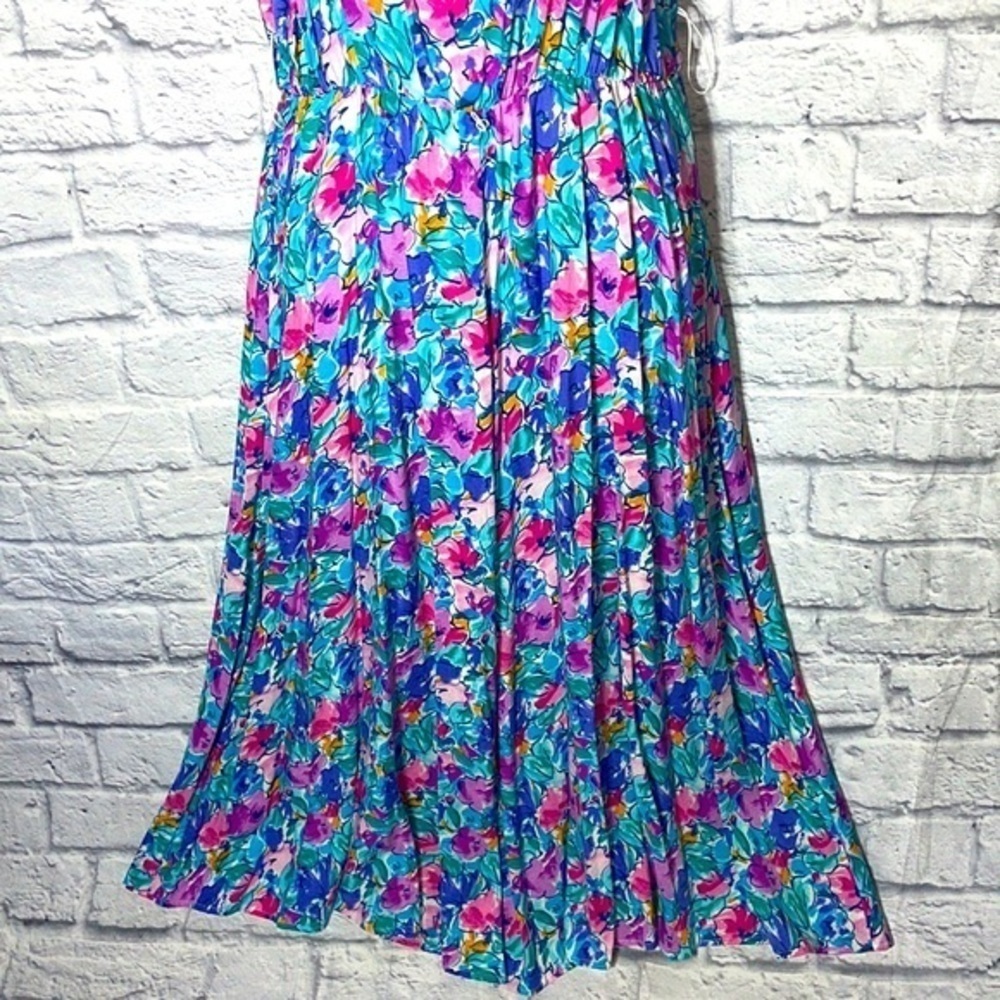 Vintage My Michelle Spring Floral Watercolor Pastel Dress Boho Embroidered Belt - Picture 12 of 16